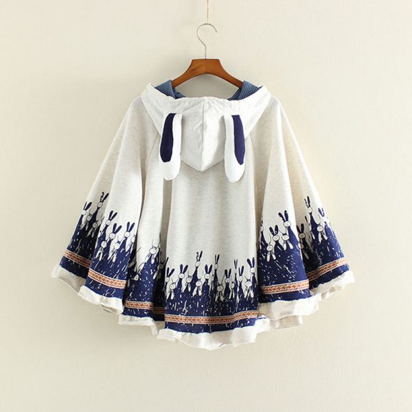 Bunny Ears Print Cloak Sweatshirt - Modakawa Modakawa