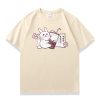 Cartoon Bunny Milk Tea Print Casual T-Shirt - Modakawa modakawa