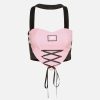 Fashion Love Heart Lace Up Colorblock Tube Top - Modakawa Modakawa