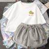 Cartoon Lemon Watermelon Print T-Shirt Shorts Set - Modakawa modakawa